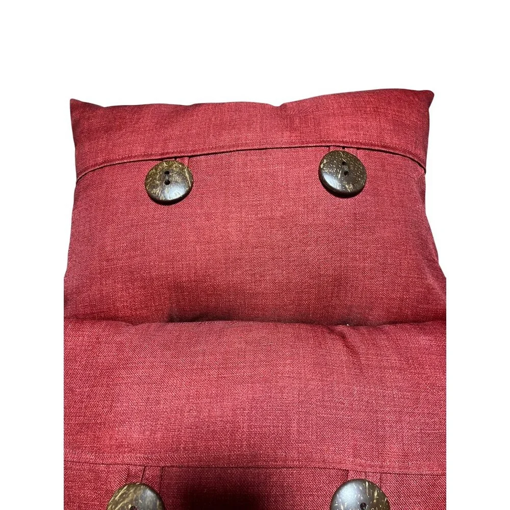 Red Throw Pillow Set Button Accents 17x11 Inches Decorative Modern Rustic Style